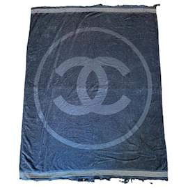 Chanel CC Logo Cotton Bath Towel Dark Grey