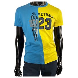 Camiseta de algodão Dolce & Gabbana azul e amarela