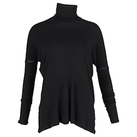 Maison Margiela Ribbed Oversized Turtleneck Top in Black Wool - Maison Martin Margiela