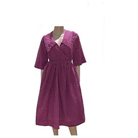 Vestido cruzado Ganni de algodón a cuadros rosa y negro