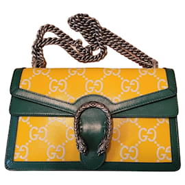 Gucci Dionysos Leder Geldbörse Weiß Grün Gelb