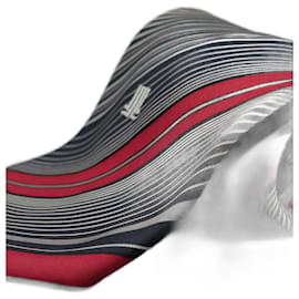Corbata Negra a Rayas Grises y Rojas - Lanvin