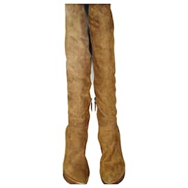 Prada Botas Altas Ante Marrón