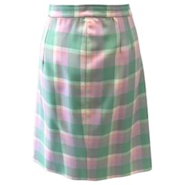 Falda de cuadros de algodón verde y rosa Talla 42 - Autre Marque