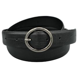 Schwarzer Gürtel mit metallischer Schnalle - Massimo Dutti