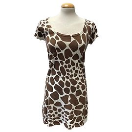 Autre Marque Animal Print Giraffe Pattern Cotton Dress