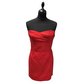 Ralph Lauren Vestido Rojo de Palabra de Honor