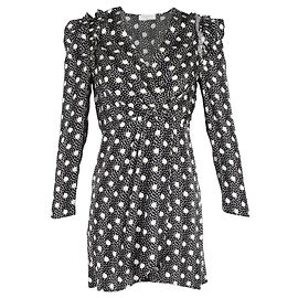 Vestido de manga larga con estampado de lunares Sandro de viscosa negra