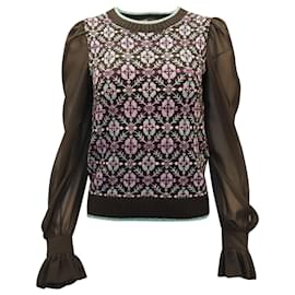 Maje – Maely – Pullover mit Geo-Print aus schwarzer Wolle