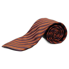 Corbata Naranja a Rayas Azules - Autre Marque