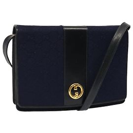 Sac à bandoulière en toile GUCCI GG Marine Noir Auth yk11772