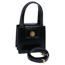 Bulgari Bolsa de mão BVLGARI em couro 2maneira Black Auth ar11750