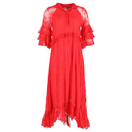 Vestido Dodo Bar Or Rossano con volantes en seda roja - Autre Marque