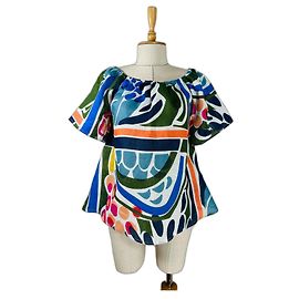 Blusa 120% LINO de lino multicolor
