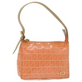 Estuche para accesorios de lona FENDI Zucchino Lona revestida Naranja Auth yk11786