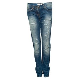 Elisabetta Franchi, jeans invecchiati in blu