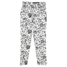 Isabel Marant Lorrick Cropped Floral-Print Jeans in White Cotton
