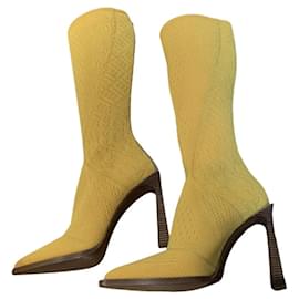Fendi FFrame Stiefel gelb Jacquard