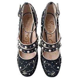 Décolleté Sam Edelman in pelle nera con perle