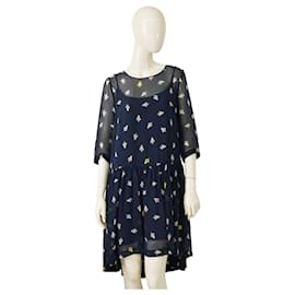 Max & Co Kleid blau mit Raketenprint und 3/4 Ärmeln