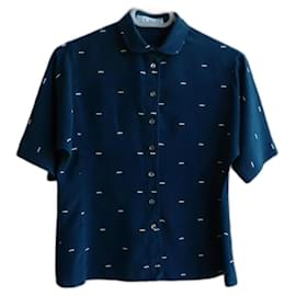 Camicetta Chloé in seta blu con stampa geometrica