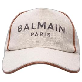 Gorra Balmain B-Army Beige de algodón