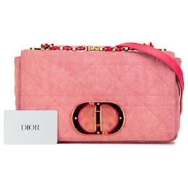 Borsa Caro Macrocannage in denim medio rosa di Dior