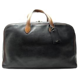 Hermès BORSA A MANO HERMES VICTORIA VINTAGE 50 BORSA DA VIAGGIO IN PELLE NERA E MARRONE