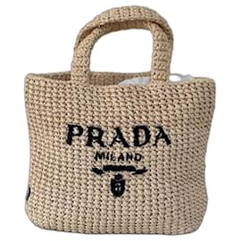 Borsa mini tote Prada in rafia