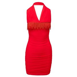 Vestido Fruncido con Perlas La Perla