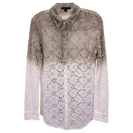 Burberry Prorsum Ombre Lace Button-Up Shirt aus cremefarbener Baumwolle