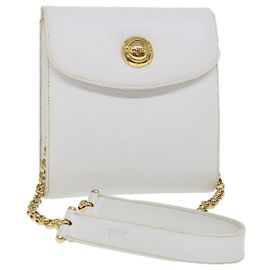 Chloé Chloe Bolsa de Ombro com Corrente Couro Vintage Branco Autorizada11719