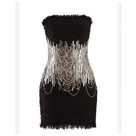 Balmain Tweed Kleid Schwarz Größe M