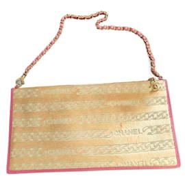 Pochette Chanel Beige in pelle d'agnello e pelo di pony