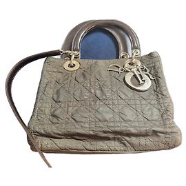 Borsa Christian Dior Lady Dior in nylon marrone