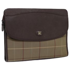 Autre Marque Burberrys Nova Check Clutch Tasche Canvas Braun Auth bs13823