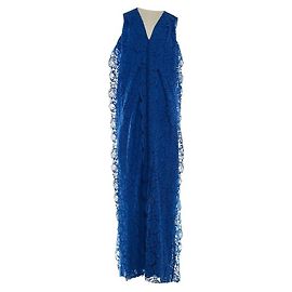 Carolina Herrera Maxikleid aus blauer Spitze