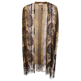 Etro Paisley Poncho aus beigem Polyester