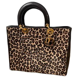 Borsa Lady Dior Dior in pelle marrone stampa leopardata