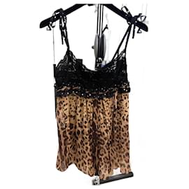 Dolce & Gabbana Leopard Print Silk Top Black