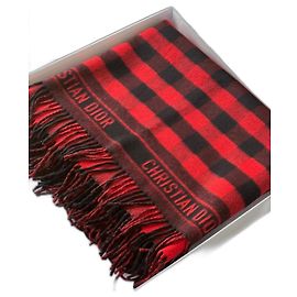 Plaid Christian Dior à frange rouge et noir