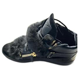 Giuseppe Zanotti High Top Sneaker aus schwarzem Lackleder