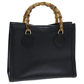 GUCCI Borsa a mano Bamboo Pelle Nera 002 1095 0260 Auth ep4125