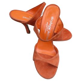 Stéphane Kelian Zuecos de becerro de terciopelo naranja, talla 36.