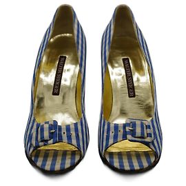 Walter Steiger Tacones de Tela Azul e bianco