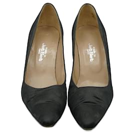 Jet Set High Heels aus schwarzem Satin Spitze Zehen Kappe Größe 38 - Autre Marque