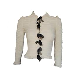 Chanel Seidenchiffon Jacke Beige Elfenbein