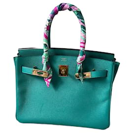 Borsa a mano Hermès Birkin 30 in pelle verde