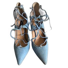 Pinko Pumps Light Blue Suede Heels 36