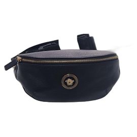Versace black leather La Medusa belt bag
